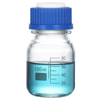液相流动相瓶溶剂瓶GL45盖螺口储液瓶色谱试剂瓶100/250/500/1000/2000ml流动相瓶盖蓝盖丝口玻璃样品瓶