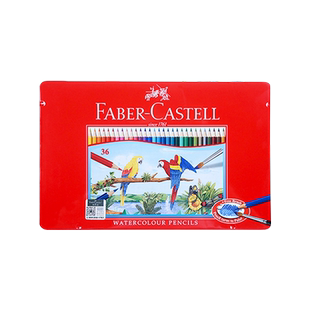 德国FaberCastell水溶彩铅36色专业水溶性彩色铅笔画铁盒套装手绘儿童绘画小学生用初学者成人彩笔