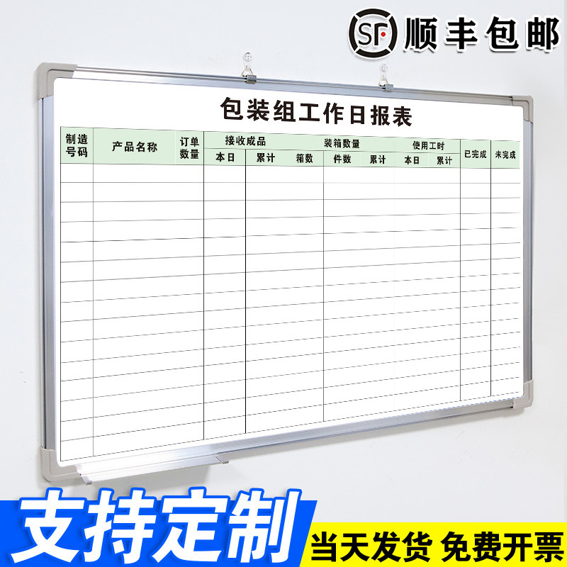 【包装组工作日报表】白板定制