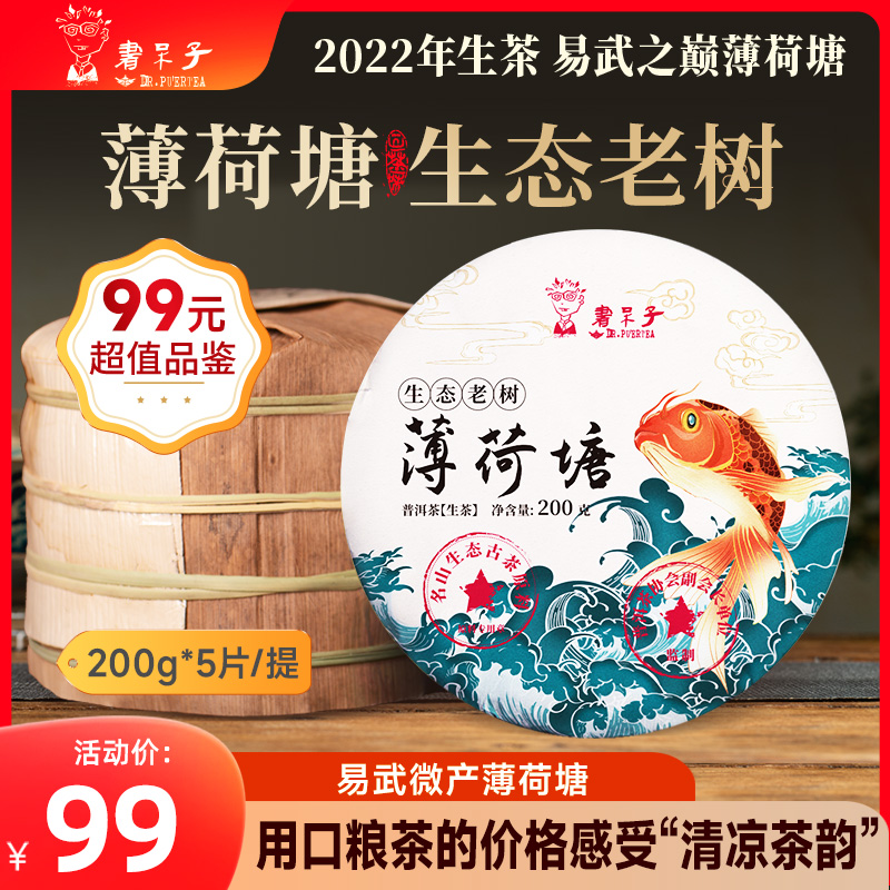 薄荷塘普洱茶生茶饼生普洱饼茶云南勐海生普茶叶书呆子整提1公斤