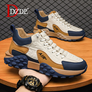 男鞋冬季款2025新款厚底运动跑步鞋子中年皮面增高旅游休闲工装鞋