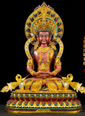 闯隆彩绘7/10/15寸常寿佛铜摆件