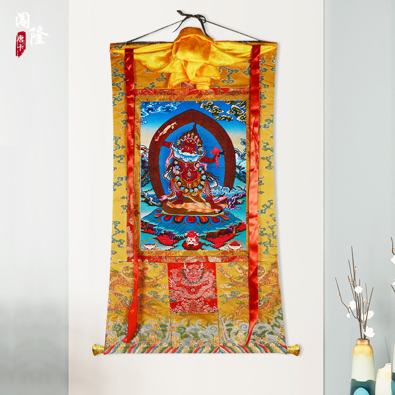 闯隆《一髻佛母唐卡挂画》西藏藏式手工装裱矿物颜料客厅装饰壁画