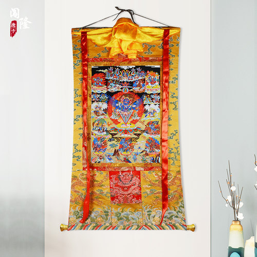 闯隆马头金刚马头明王唐卡挂画 西藏藏式装裱 矿物颜料画心装饰画