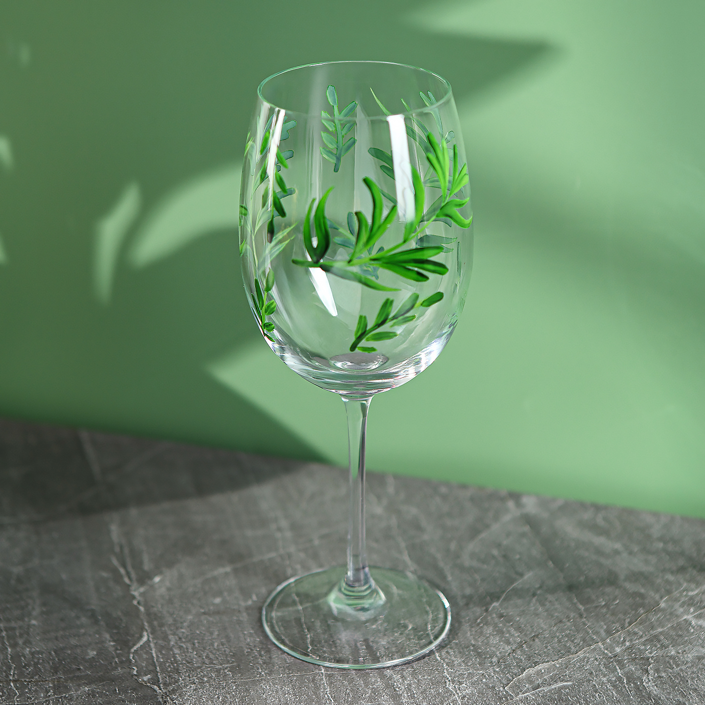 青苹果玻璃杯红酒杯葡萄酒杯印花