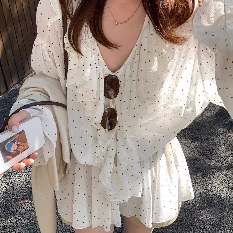 风禾WindHe早春温柔宽松波衬衫