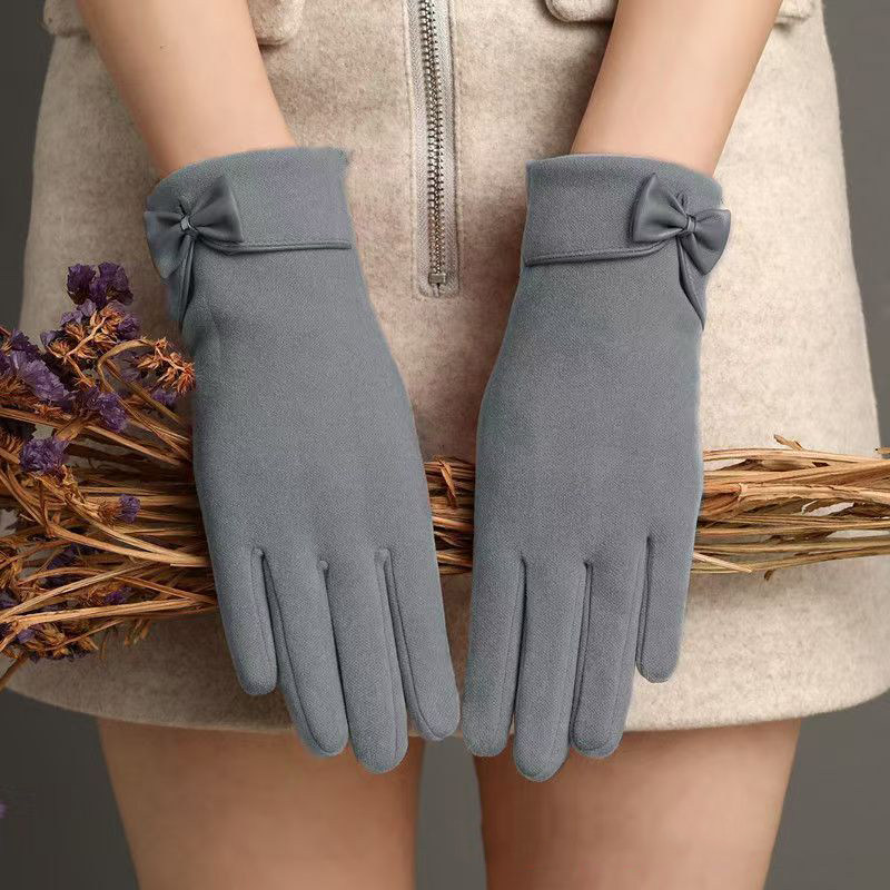 保暖手套女薄款加绒防风御寒可爱秋冬骑行电动车开车分指触屏户外
