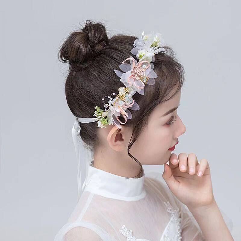 新娘头饰森系仙美花环仙气娟纱写真造型舞台走秀发箍儿童婚纱配饰