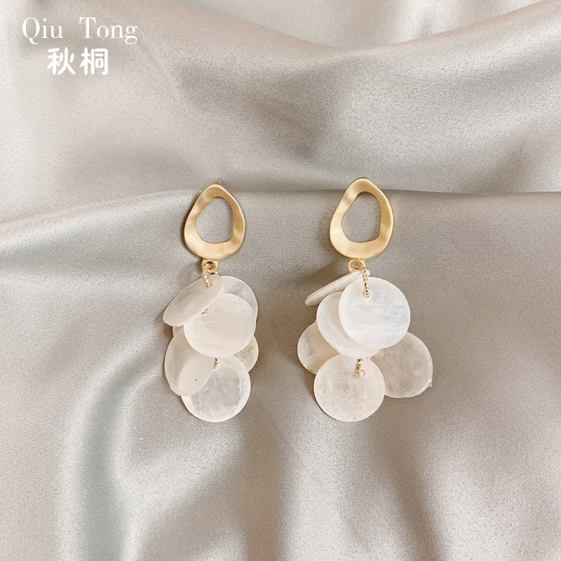 韩国超仙高级感S925银针耳钉耳坠网红新款潮气质甜美贝壳耳环耳饰