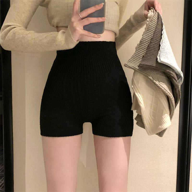 冬天防走光针织打底短裤女秋季高腰显瘦冬季外穿裤子小个子安全裤