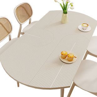 侘寂风椭圆形桌布防水防油防烫免洗可折叠伸缩圆桌皮革茶几餐桌垫