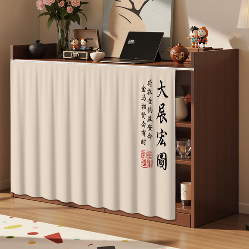 简约滑轨免打孔无门柜帘杂物柜鞋柜遮挡帘衣柜书柜防尘帘厨柜门帘