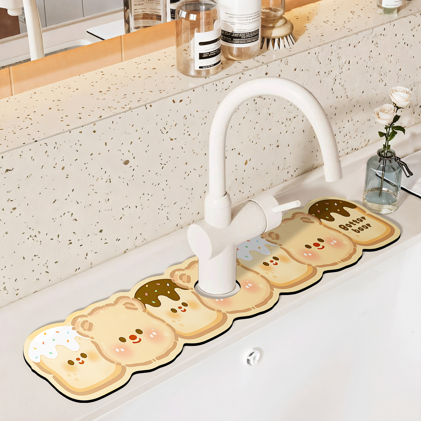 可爱卡通搞怪家用洗碗池沥水垫厨房洗手台水龙头台面防滑溅吸水垫