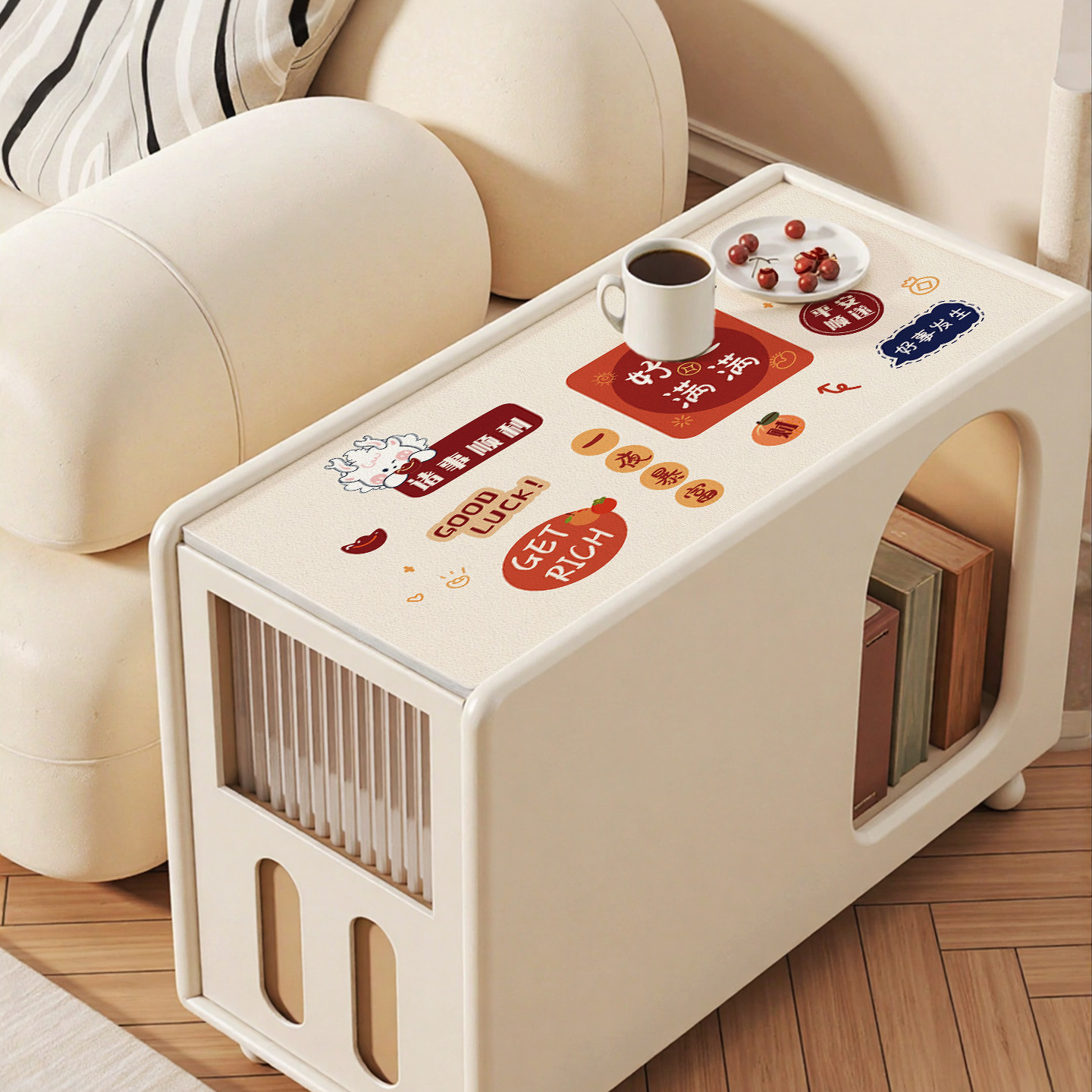 可爱卡通沙发侧边柜防水防油免洗皮革保护垫客厅边几窄柜防滑桌垫,居家布艺,桌布,淘宝优惠券,粉丝福利购,淘宝优惠卷
