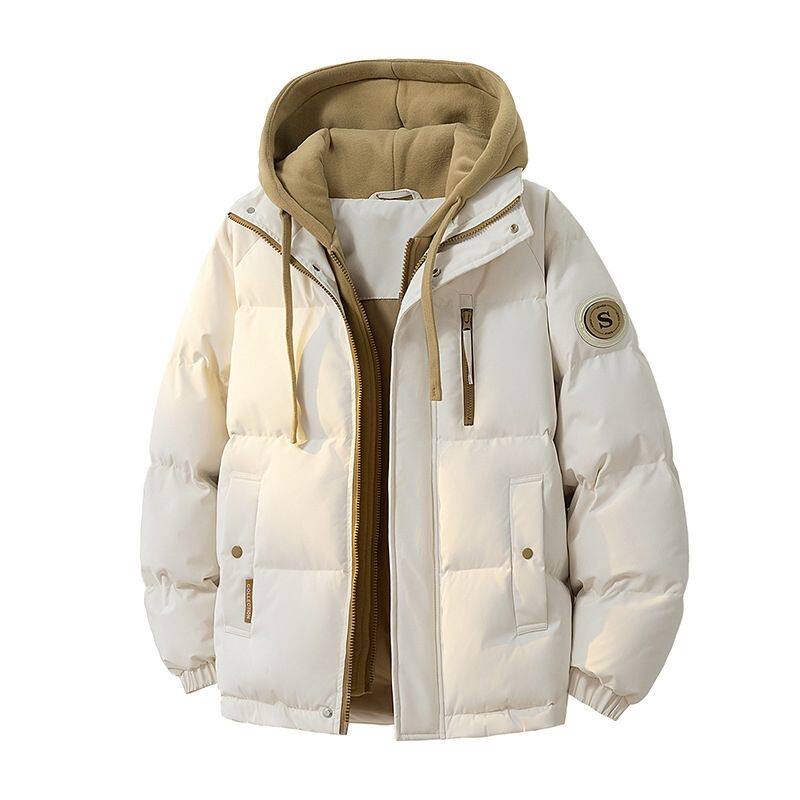 跨境美式保暖假两件棉衣连帽加厚男女棉服冬季宽松面包外套多巴胺