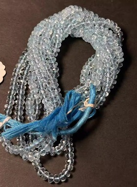 天然海蓝宝批发切面散珠珠宝配件手串 印度进口手链项链材料晶体