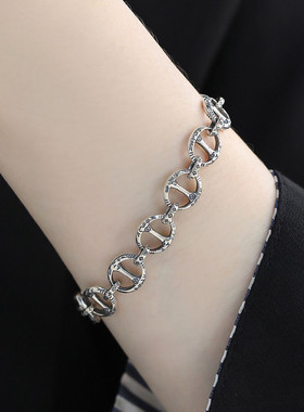 925银猪鼻子手链女休闲风手环潮流港风高级感小众设计手环