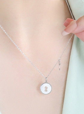 925银圆形贝壳项链女轻奢高级感小众设计链子配饰时尚锁骨链