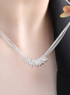 925银线条项链女休闲风锁骨链女轻奢高级感小众设计链子毛衣链