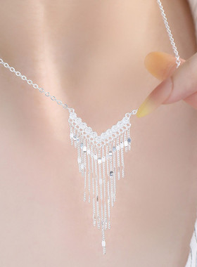 925银流苏项链女休闲风锁骨链女轻奢高级感小众设计链子毛衣链