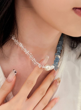 925银巴洛克珍珠不规则休闲风项链锁骨链轻奢高级感链子