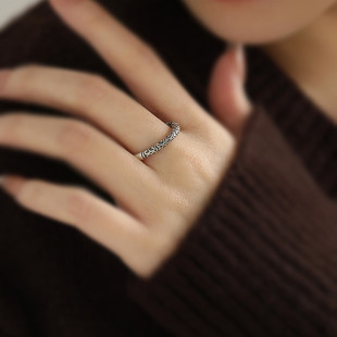 925银复古如意金箍棒戒指女小众设计感国风新中式圆棍指环饰品