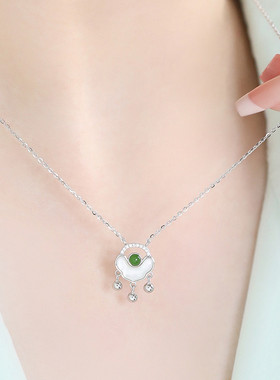 925银长命锁贝壳项链女轻奢高级感小众设计链子配饰时尚锁骨链