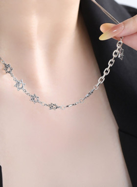 925银六芒星项链女休闲风锁骨链女轻奢高级感小众设计链子毛衣链