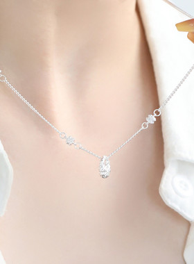 925银锁包项链女2025年简约时尚通勤个性百搭锁骨链饰品小众设计