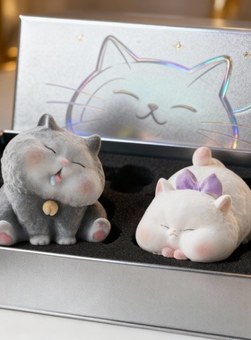 创意猫咪毛绒摆件可爱卡通装饰品