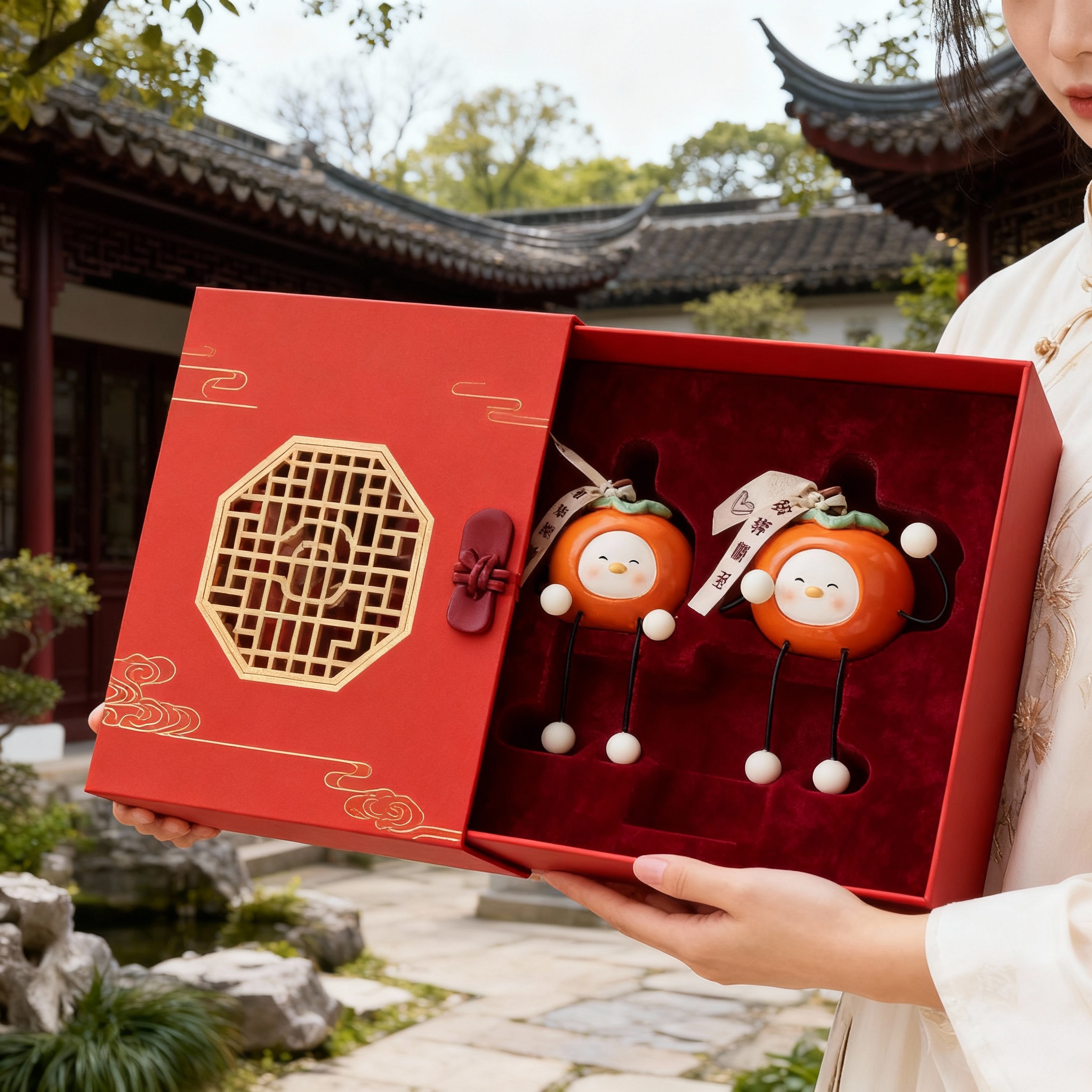 中式卡通摆件礼盒装女生闺蜜