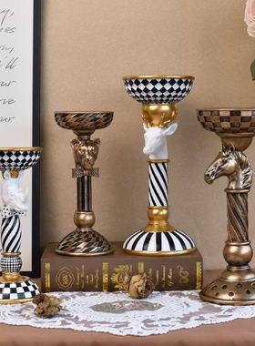 欧式复古陶瓷烛台摆件高级感