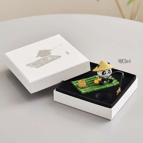 可爱熊猫竹子摆件礼盒装