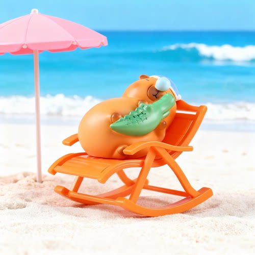 多巴胺风卡通动物沙滩椅摆件