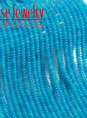 2x4mm天河色蓝色玉髓算盘珠散珠隔片车轮型扁珠串珠子DIY手链项链