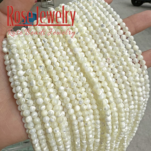 天然白色马蹄罗淡水贝壳圆珠小珠子 DIY手工编织手链项链饰品配件
