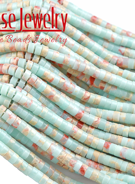 2x4mm蓝色寿山石隔片管珠直切圆柱算盘珠散珠车轮珠隔珠扁珠子diy