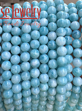 优化海纹石散珠 蓝白色玉髓圆珠 手工编织手链项链饰品配件