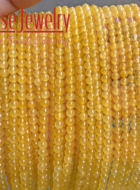 黄色玉髓米黄玉散珠小珠子圆珠手工串珠 手工串珠散珠diy手链项链