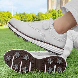 高尔夫球鞋男专用扣式皮鞋款可卸钉防滑防水跨境大码运动鞋小众