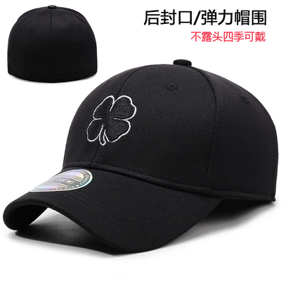 后封口帽子男款刺绣棒球帽反戴弹性全封闭鸭舌帽时尚韩版潮遮阳帽