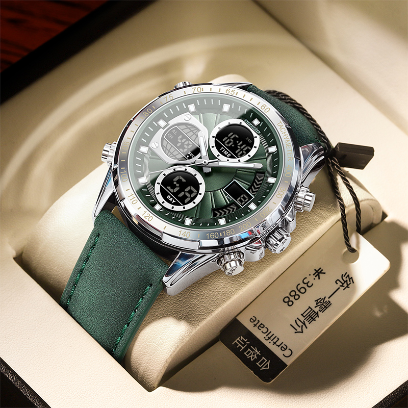 多功能三小盘男生防水夜光电子表