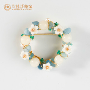 新疆博物馆金丝玉花环胸针首饰生日礼物送女生妈妈情侣新年礼品