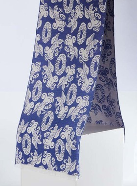 SAINTJOY/上久楷 丝毛围巾 丝毛长巾 鹭鸶宝花纹锦 CJS23021