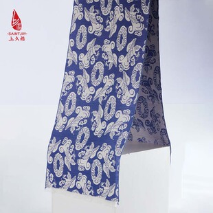 SAINTJOY/上久楷 丝毛围巾 丝毛长巾 鹭鸶宝花纹锦 CJS23021