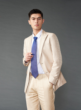 上久楷 宋锦领带 元宝纹  宝蓝色LD15601-9