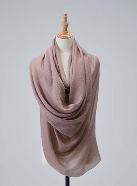 SAINTJOY/上久楷 羊绒围巾  羊绒缎纹风清月白长披肩 PJS23016