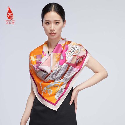 上久楷 真丝方巾 神兽之约 FJS22033-1