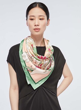 SAINTJOY/上久楷 真丝方巾 翼马花间 FJS22026