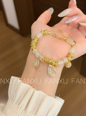 FANXU 新中式重工工艺水沫玉葫芦金色盘缠手链平安扣手串手链